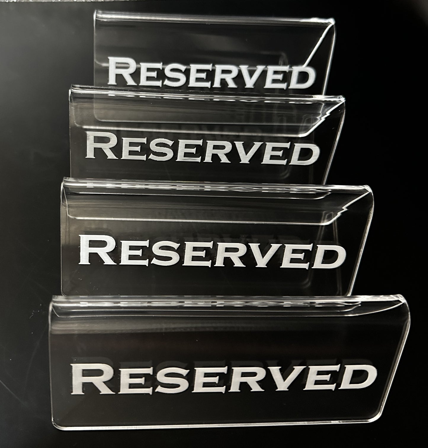 Reserved Signs - 4 Pack - Clear Acrylic - Table Tent - Restaurant Sign - Weddings - Party Decoration - Acrylic Displays -