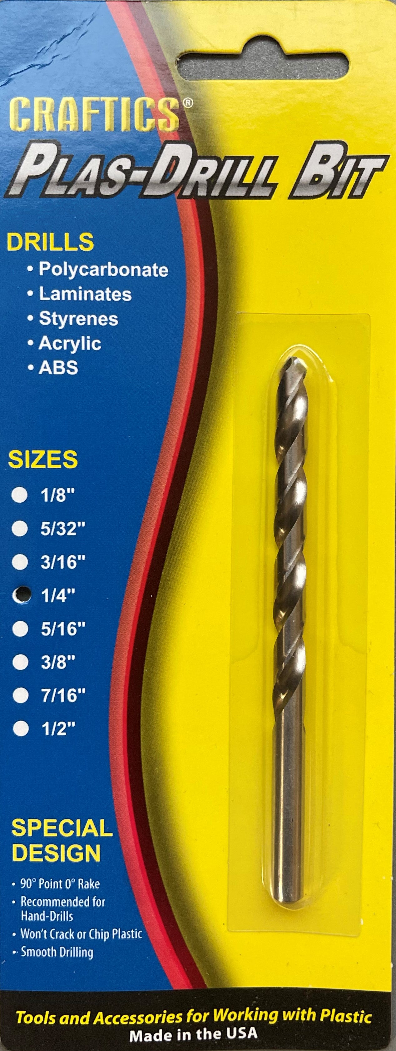  Drill bit - .25" - Chip free holes -Plas-Drill Bit