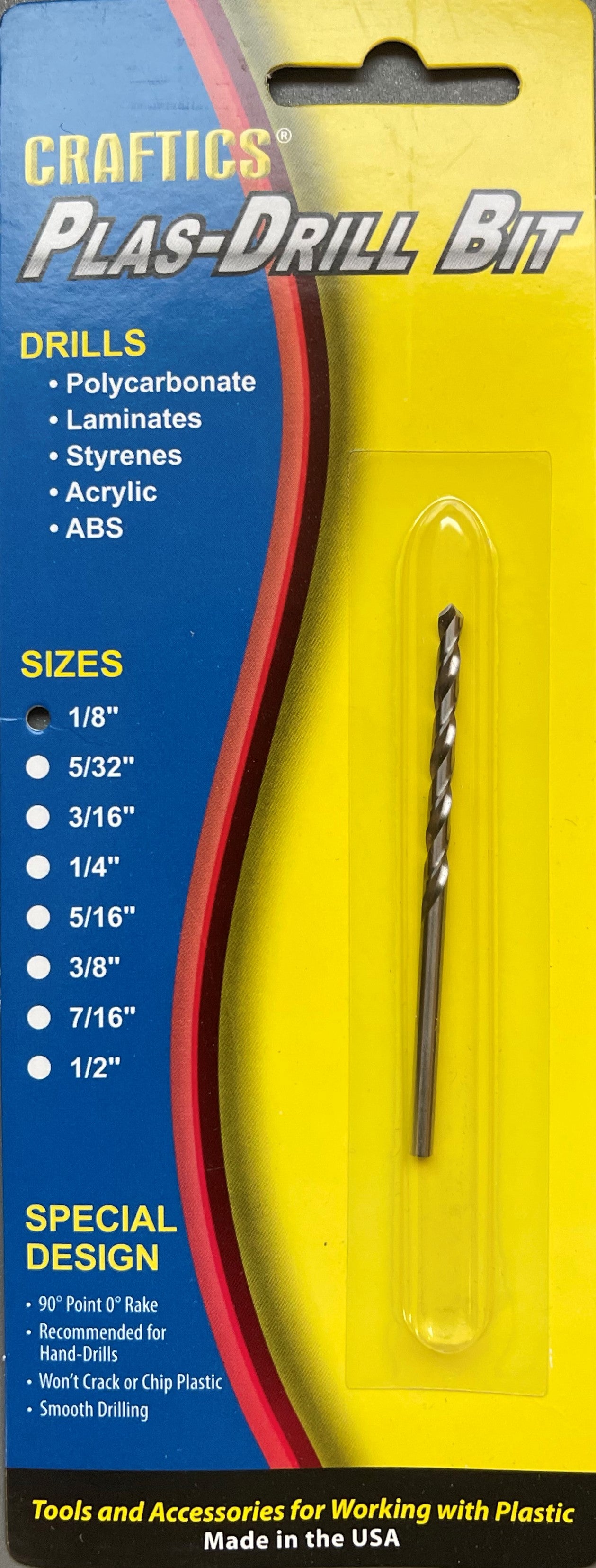 Drill bit - .125" - Chip free holes - Plas-Drill Bit