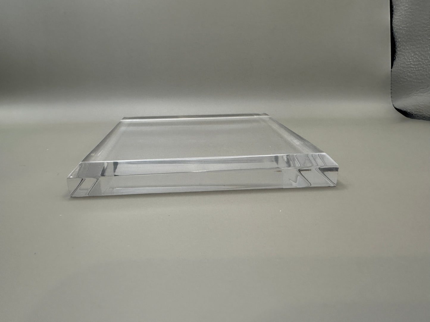 6"  Square Clear Acrylic Display Base - side